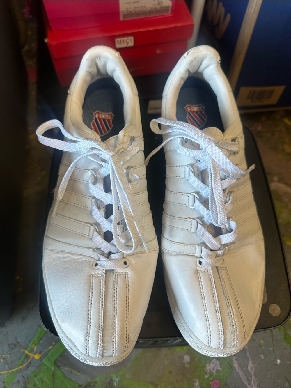 K-Swiss White Men’s Lace-Up Leather Sneakers size 12